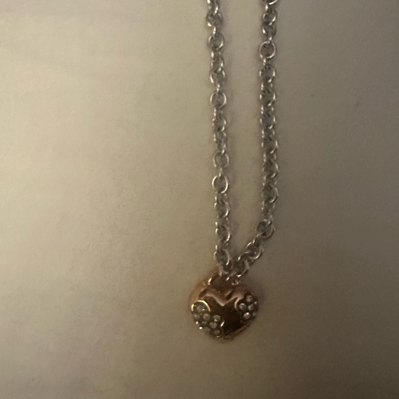 Guess Silver and Gold Heart Necklace - Picture 2 of 3